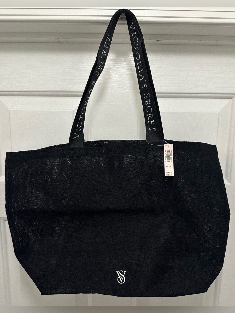 Victoria's Secret Black Lace Tote with Gem Branded Straps